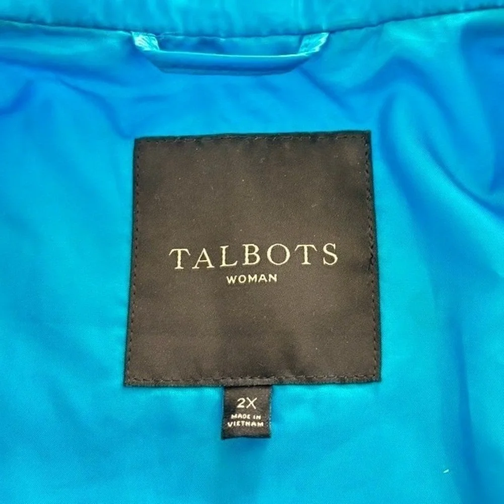 Talbots Turquoise Quilted Vest Knit Side Panels Sz 2X Preppy Casual Sporty Chic